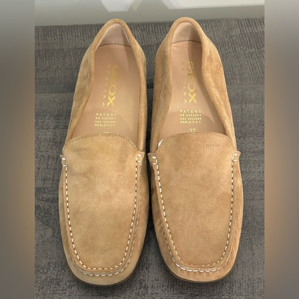 Geox Respira-Tan/Sand Suede Loafers. Women’s Size 37/6.5 US.  New Without Box.